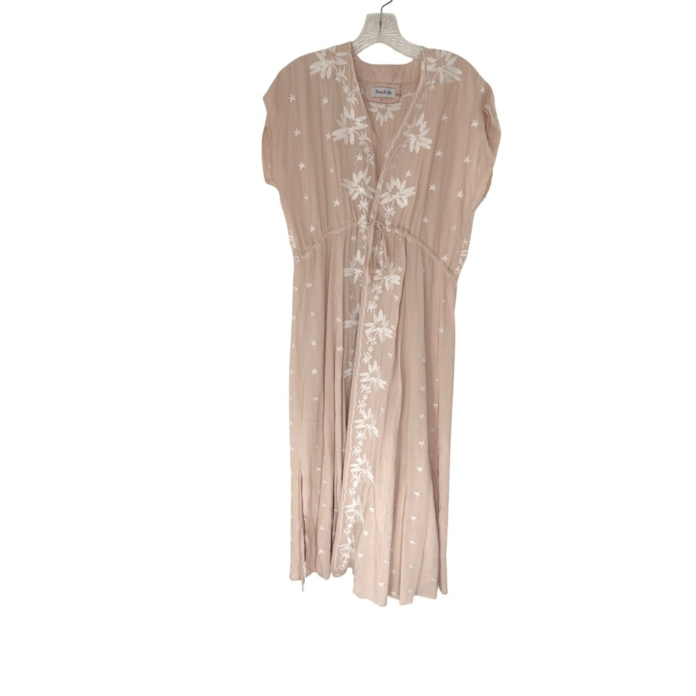 Time for Me Duster Maxi Embroidered Floral Cream Dainty Whimsy Fairy Large